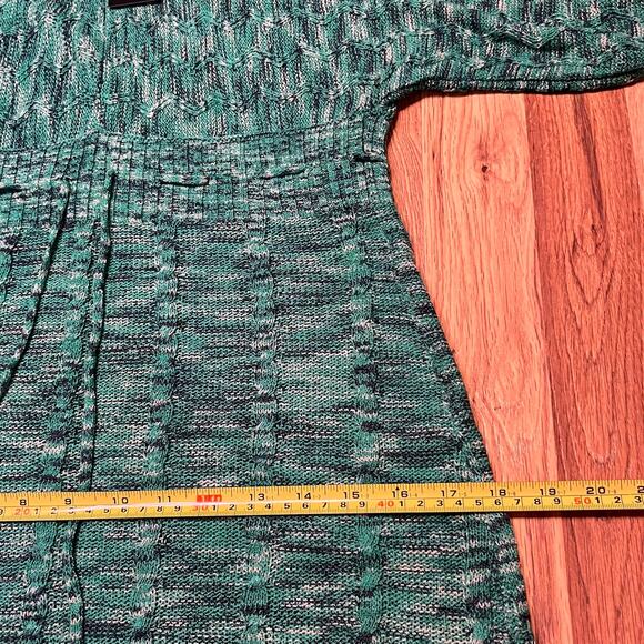 Vertigo Paris boho knit sweater dress M green marled V-neck batwing drawstring - Picture 15 of 16